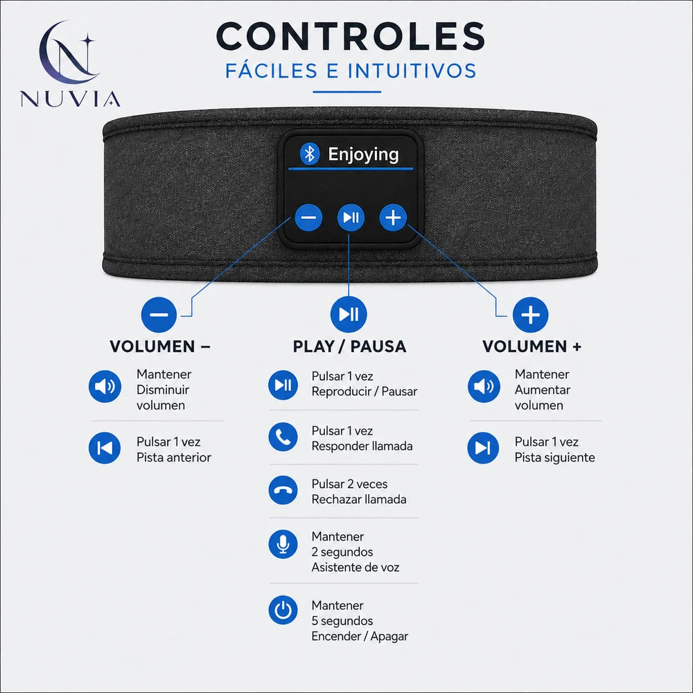 Nuvia™ Diadema Bluetooth para dormir y hacer deporte
